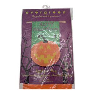 Evergreen Happy Halloween Applique Flag 28" x 44" With Pumpkin & Spider Design